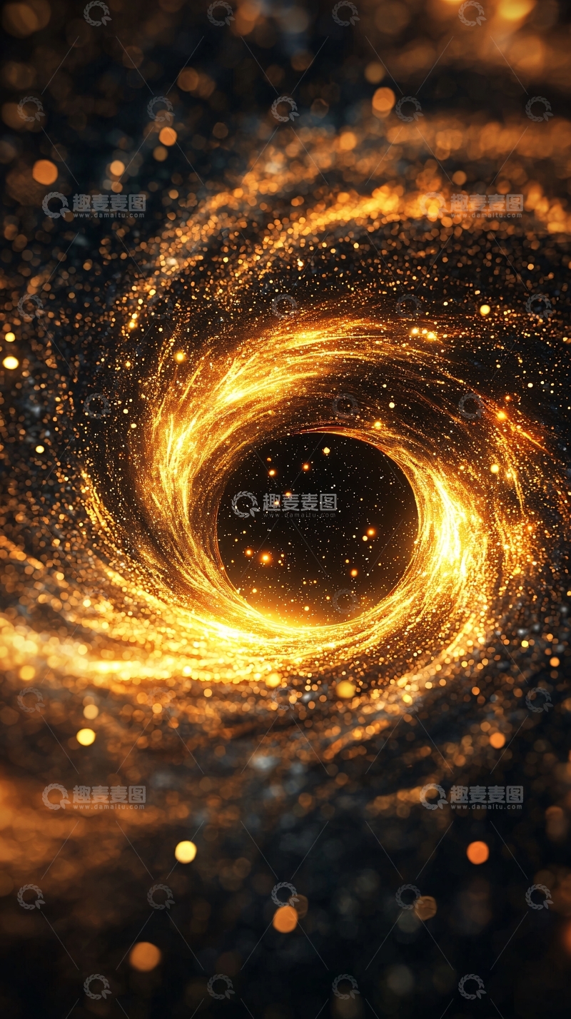 高清大图下载【趣麦麦图】金色宇宙漩涡黑洞