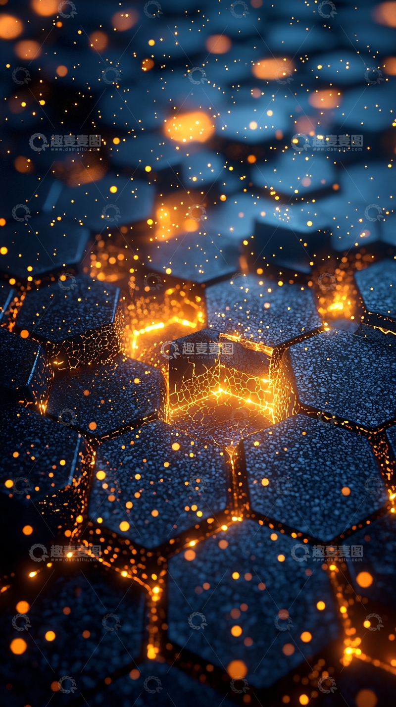 高清大图下载【趣麦麦图】未来科技感的蜂窝网络背景