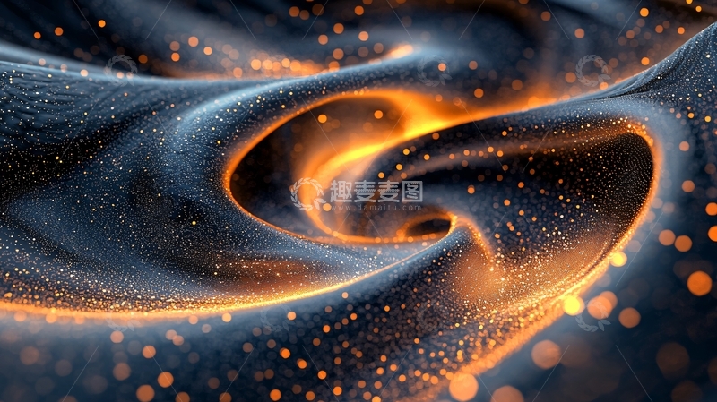 高清大图下载【趣麦麦图】抽象漩涡黑色背景金色光芒