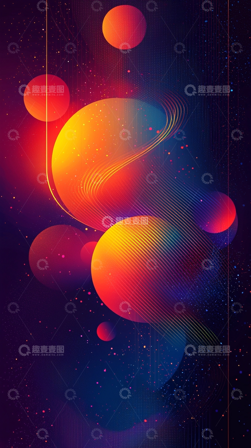 高清大图下载【趣麦麦图】彩色光球宇宙抽象背景