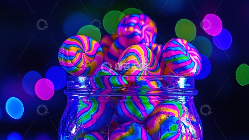 高清大图下载【趣麦麦图】彩色糖果玻璃罐
