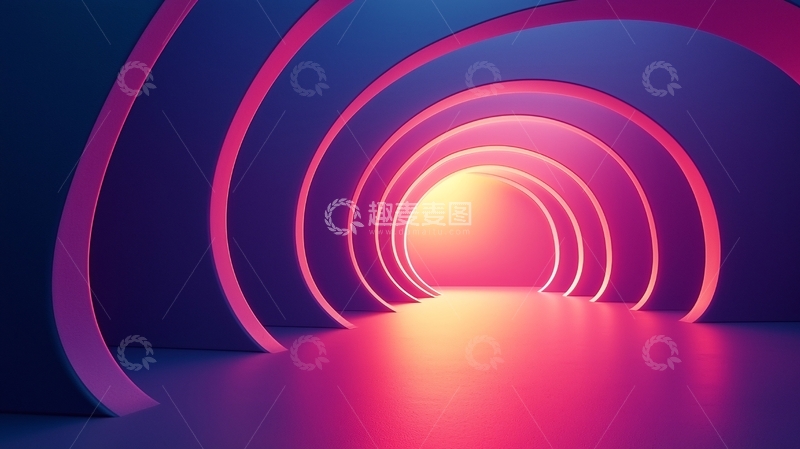 高清大图下载【趣麦麦图】紫色光隧道背景