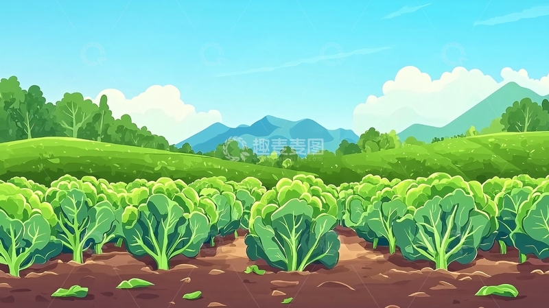 高清大图下载【趣麦麦图】绿色田园卡通风景