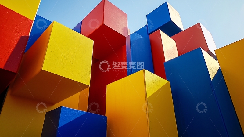 高清大图下载【趣麦麦图】彩色方块堆叠