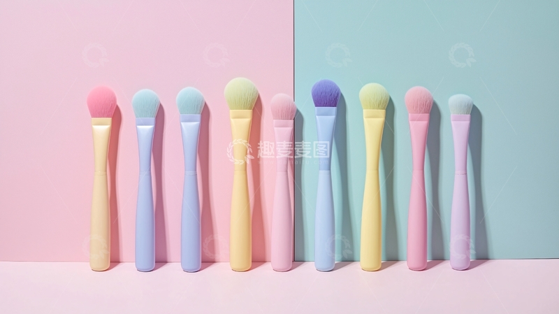高清大图下载【趣麦麦图】淡彩系化妆刷套装