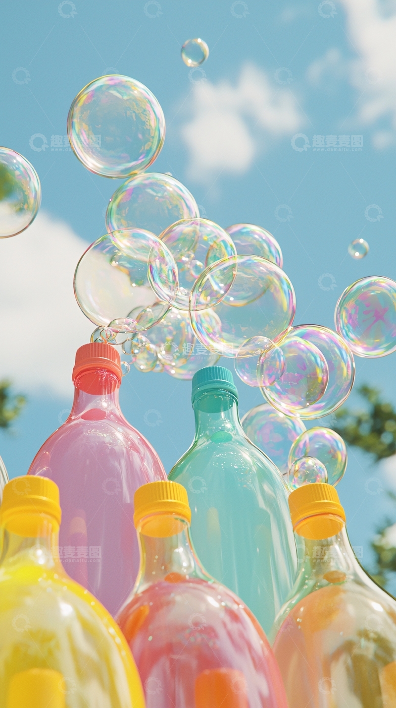 高清大图下载【趣麦麦图】彩色瓶子与泡泡