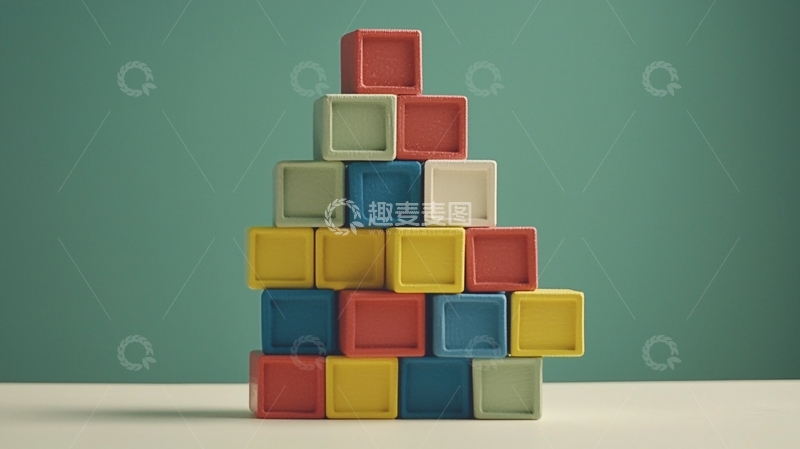 高清大图下载【趣麦麦图】彩色积木堆叠