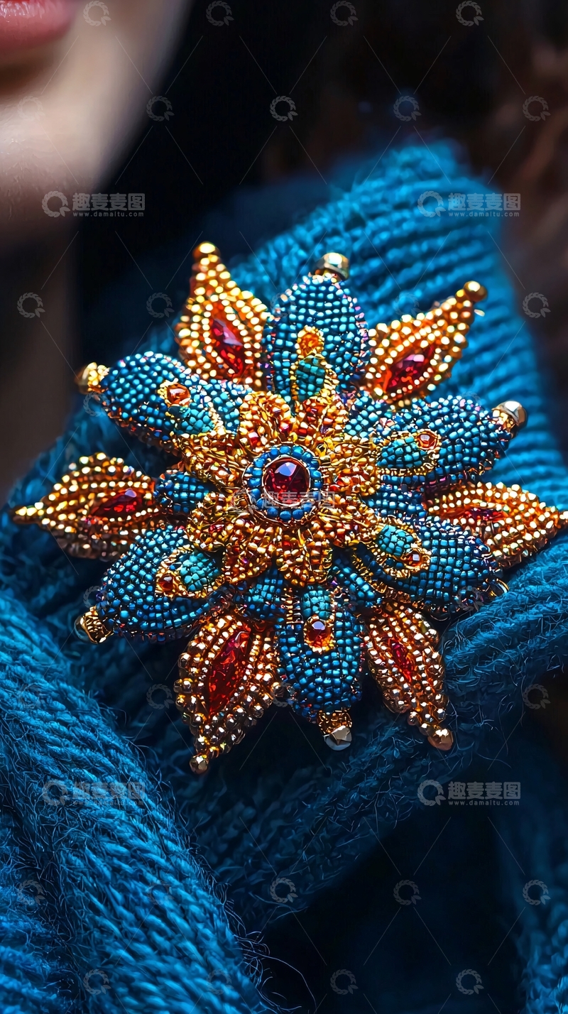 高清大图下载【趣麦麦图】精美珠绣胸针