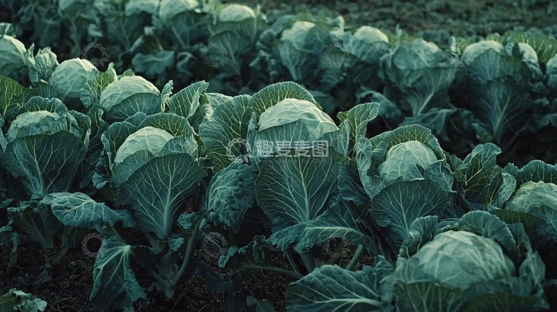 高清大图下载【趣麦麦图】大片翠绿的卷心菜田地