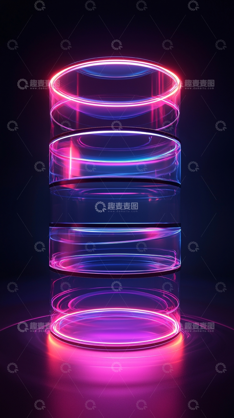 高清大图下载【趣麦麦图】赛博朋克风透明圆柱体