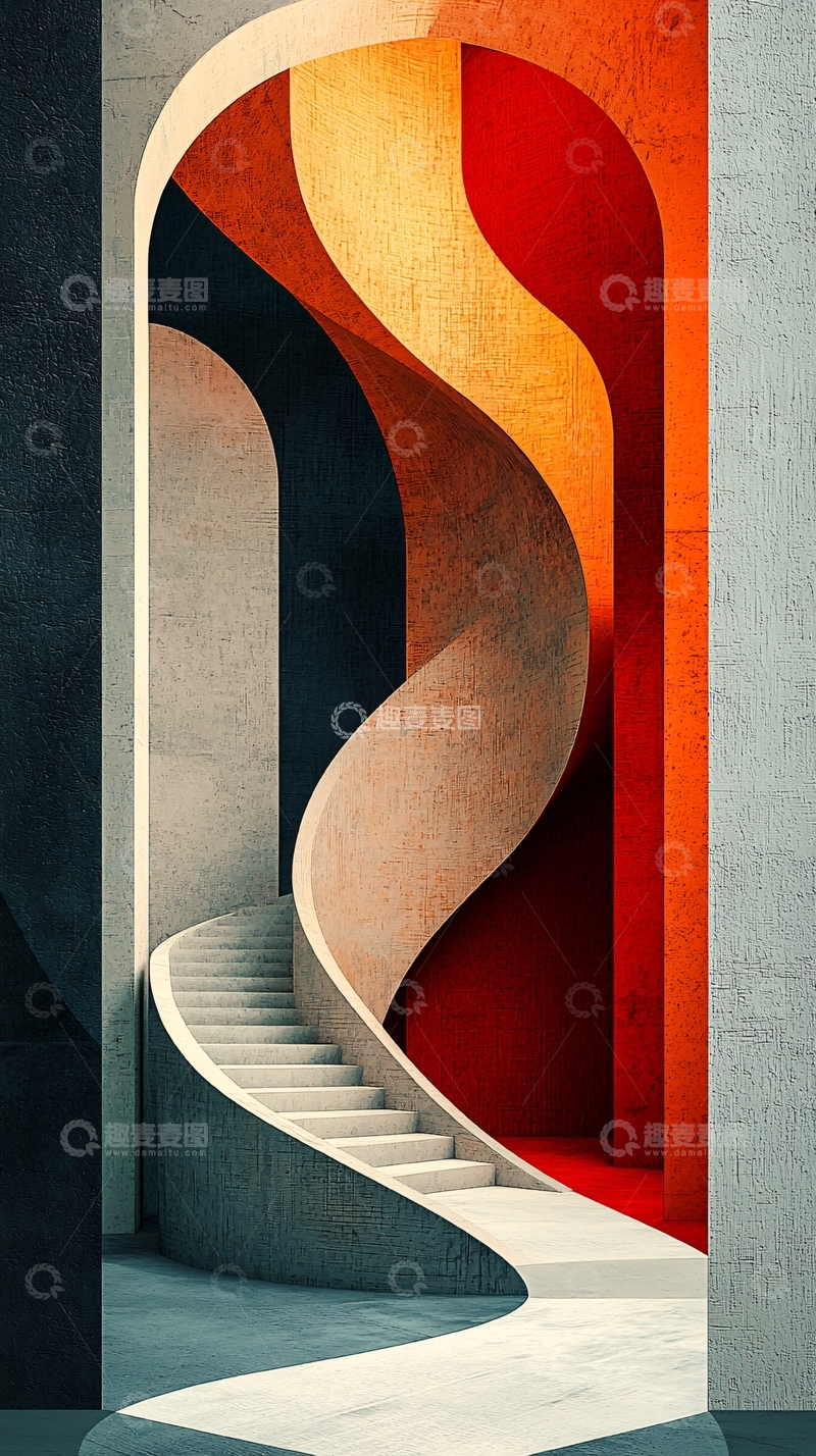 高清大图下载【趣麦麦图】抽象楼梯艺术