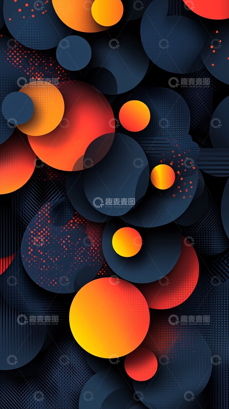 高清大图下载【趣麦麦图】橙色和深蓝色圆圈背景