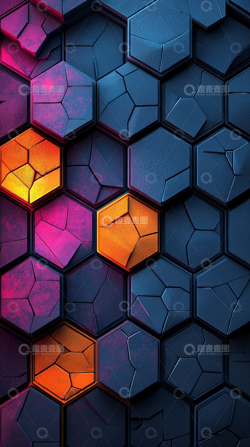 高清大图下载【趣麦麦图】深色六边形纹理背景