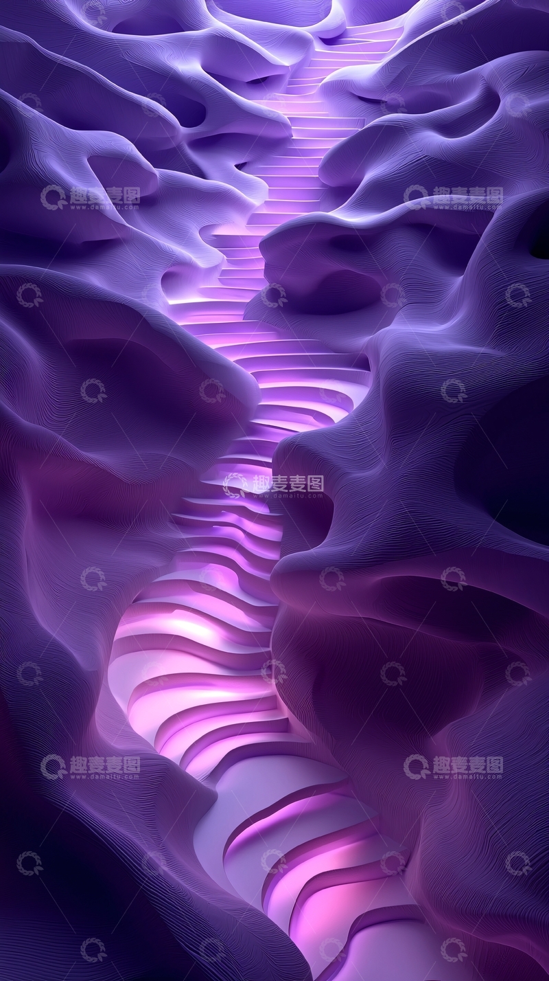 高清大图下载【趣麦麦图】紫色梦幻山谷小路