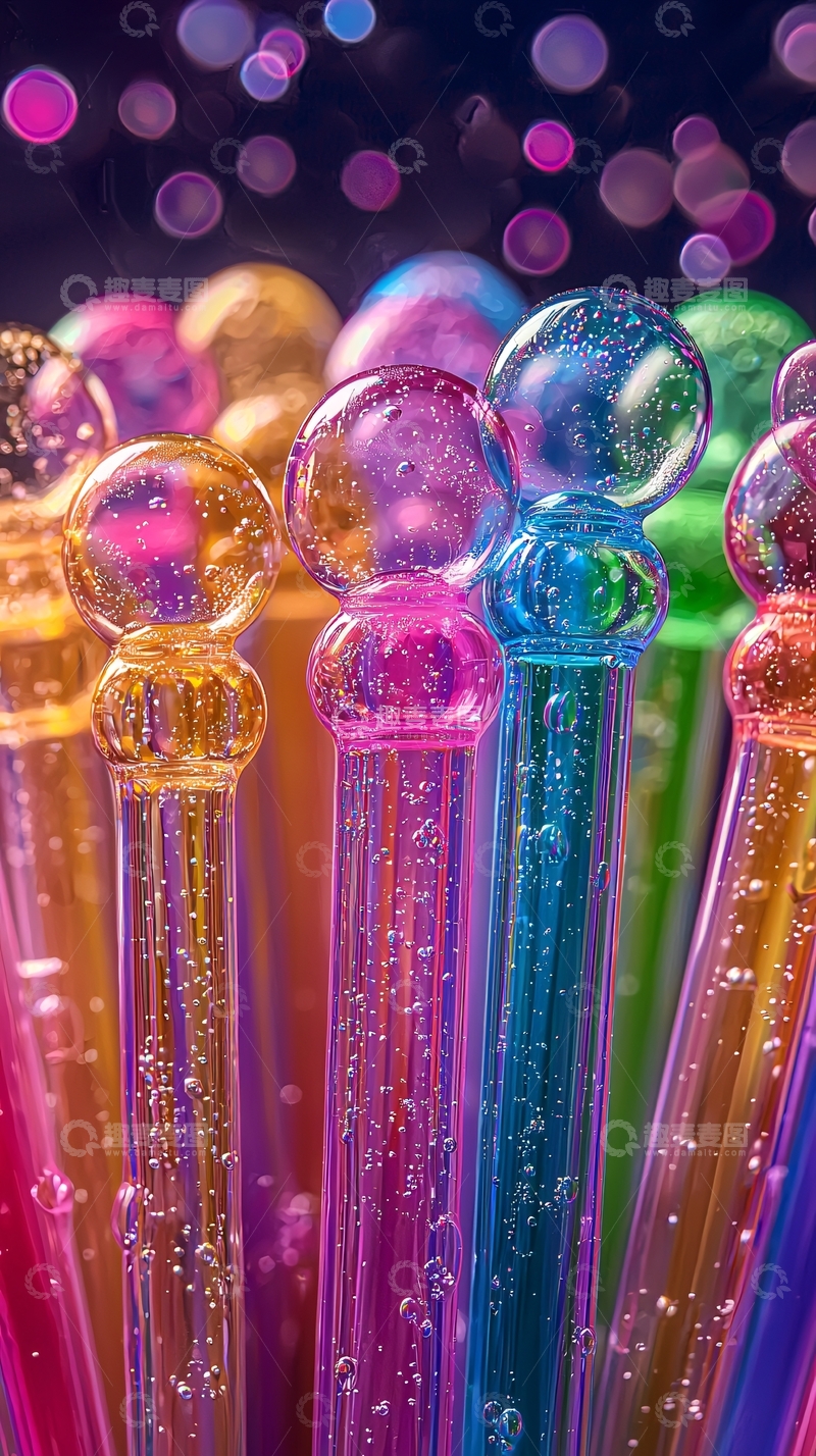 高清大图下载【趣麦麦图】彩色透明塑料棒