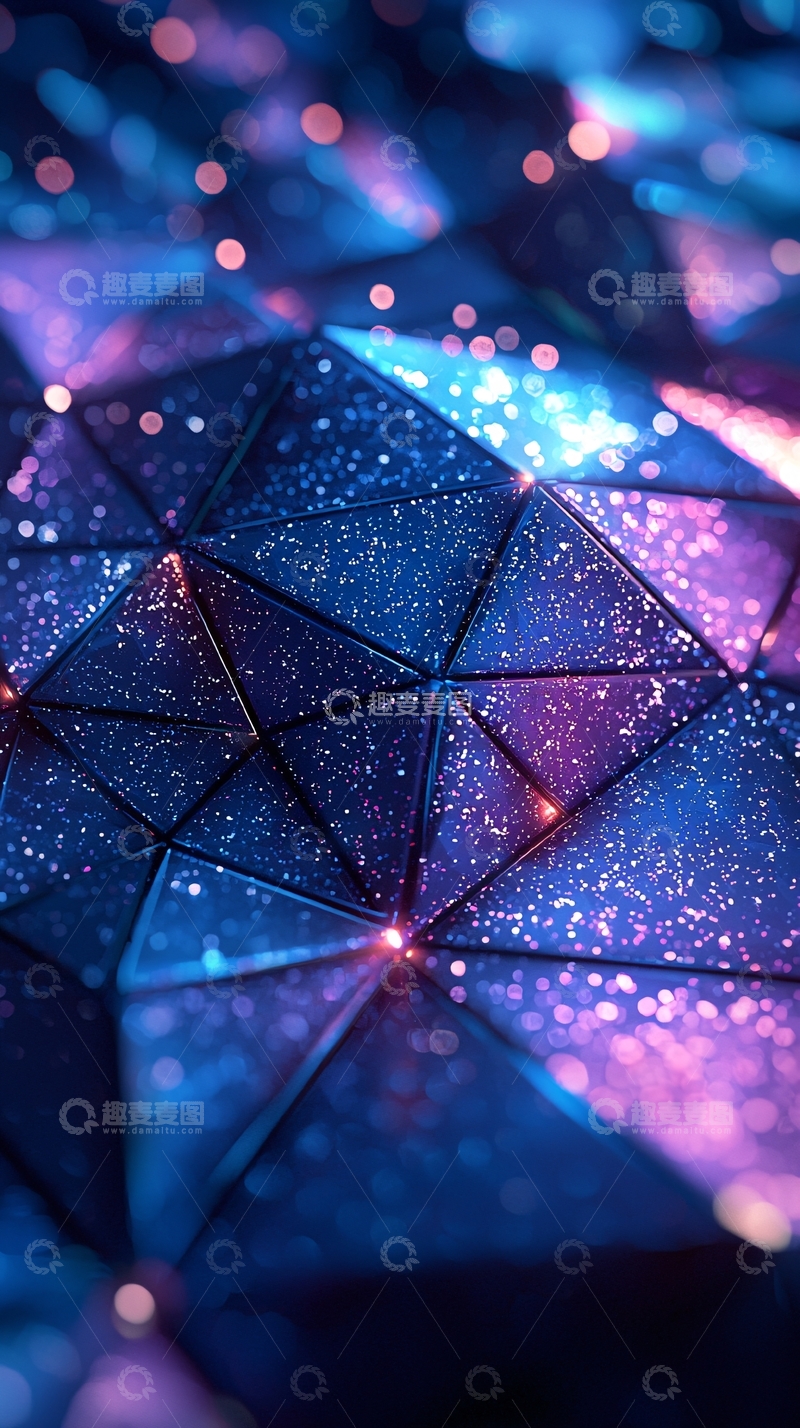 高清大图下载【趣麦麦图】蓝色紫色多边形闪光