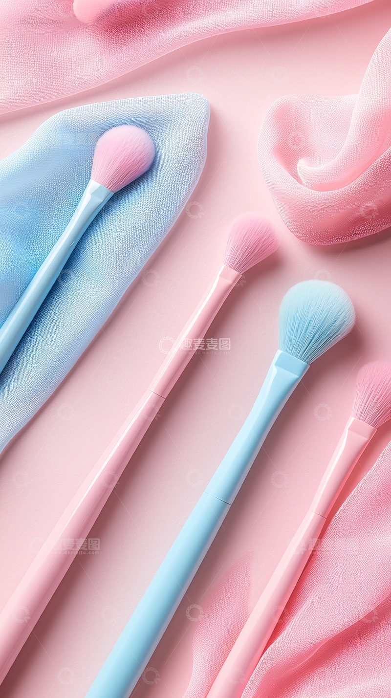 高清大图下载【趣麦麦图】粉色蓝色化妆刷