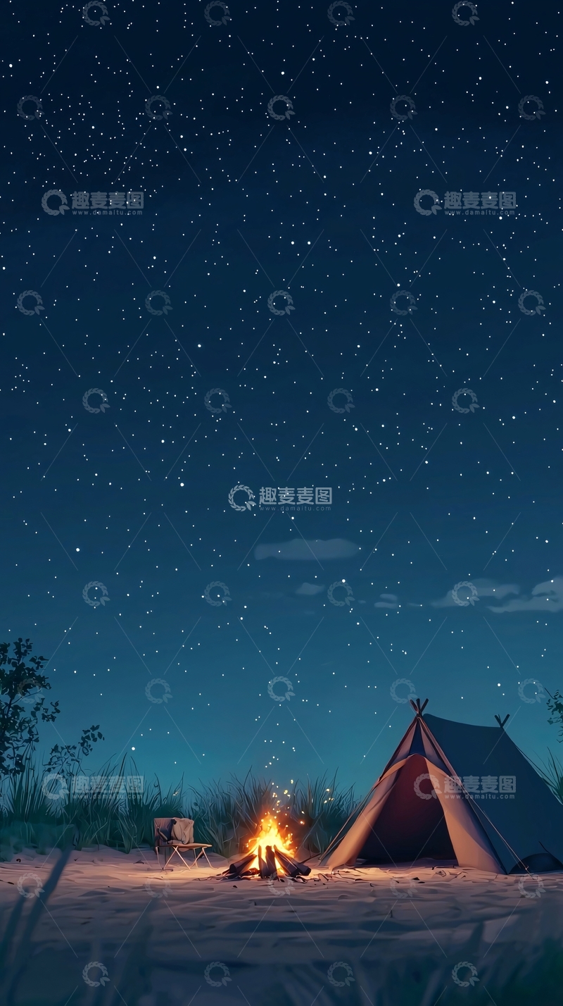 高清大图下载【趣麦麦图】星空下的帐篷营地