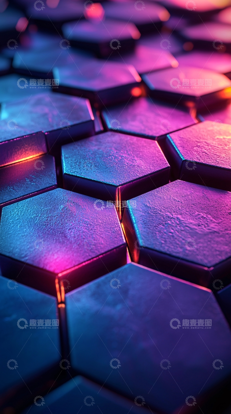 高清大图下载【趣麦麦图】炫彩蜂巢几何背景