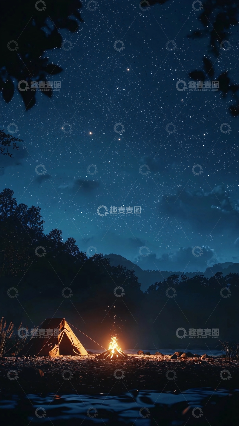 高清大图下载【趣麦麦图】星空下的营地