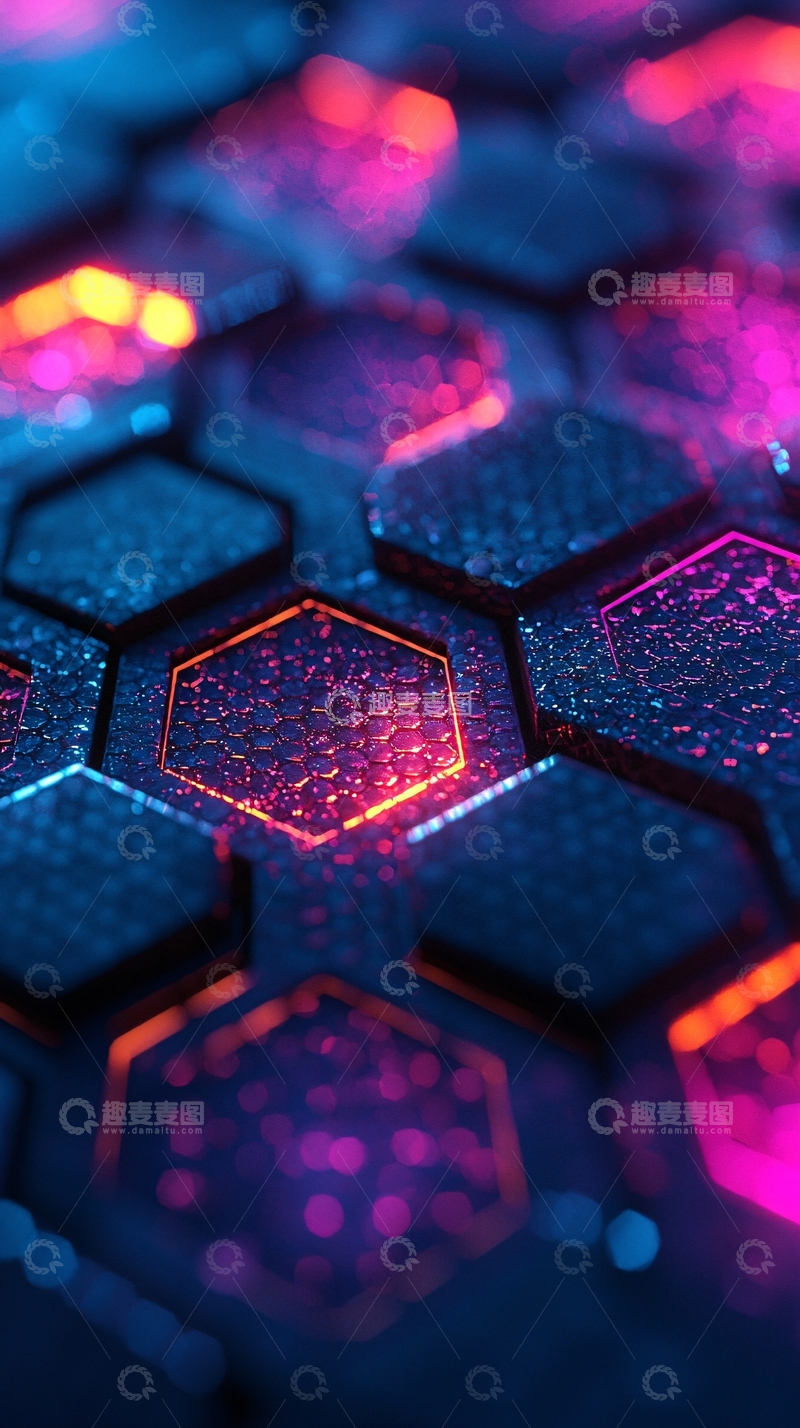 高清大图下载【趣麦麦图】科技感六边形发光图案
