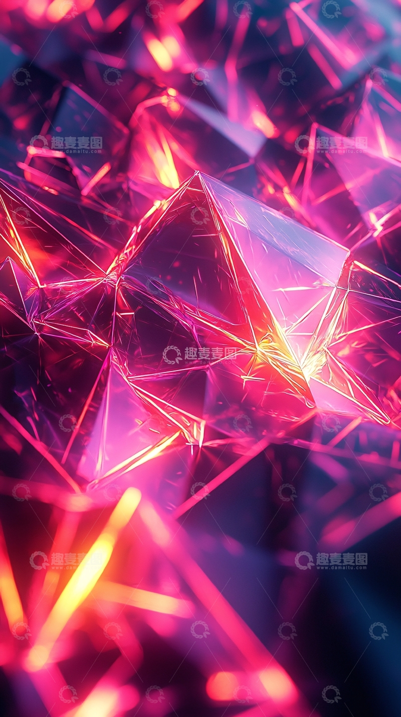 高清大图下载【趣麦麦图】晶体结构粉色光芒