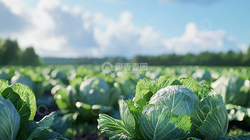 高清大图下载【趣麦麦图】阳光下翠绿的甘蓝农场