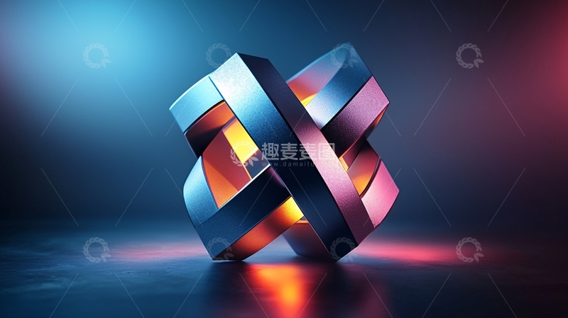 高清大图下载【趣麦麦图】蓝紫光影下金属几何结构