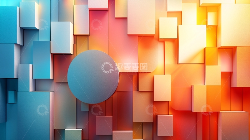 高清大图下载【趣麦麦图】彩色方块与圆球