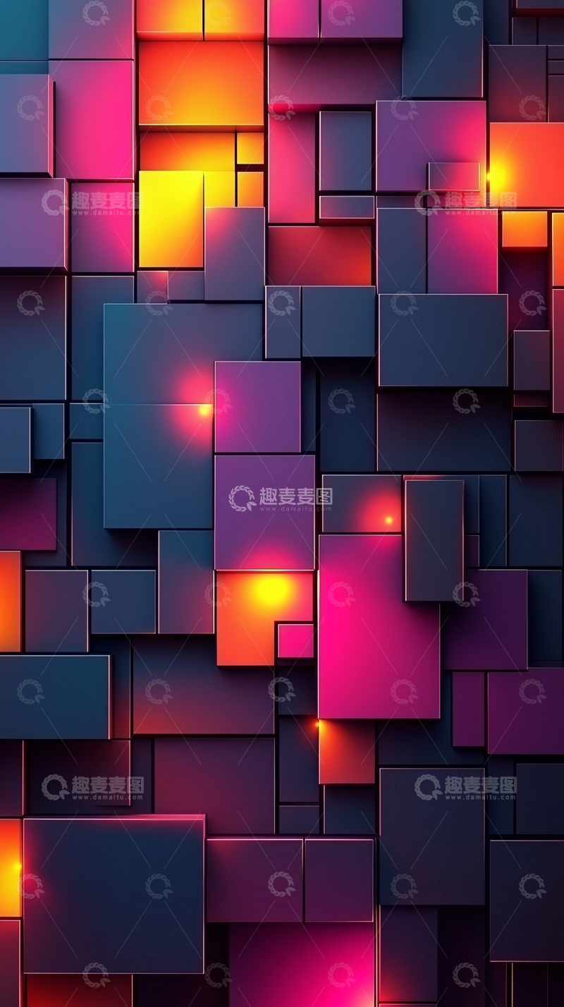 高清大图下载【趣麦麦图】发光几何体背景