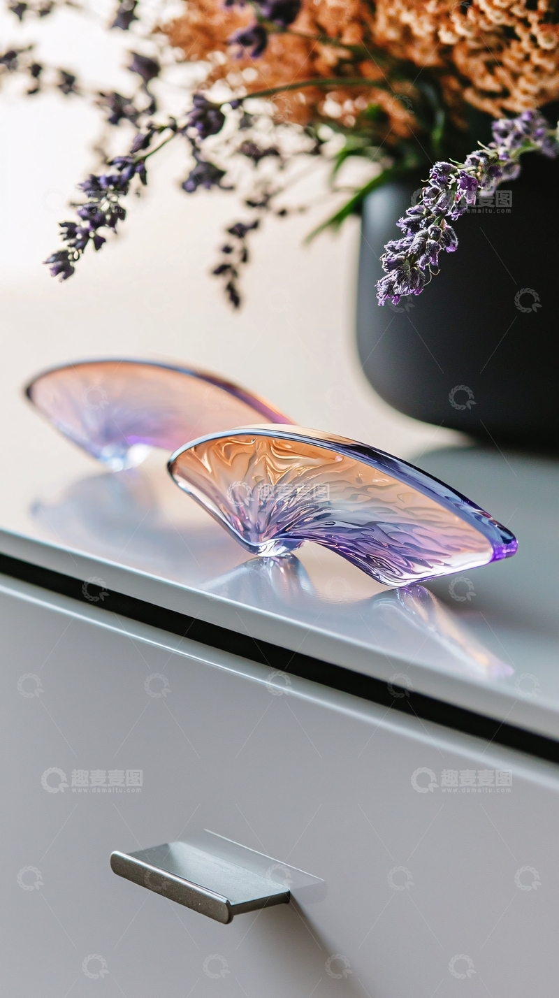 高清大图下载【趣麦麦图】紫红色渐变玻璃雕塑