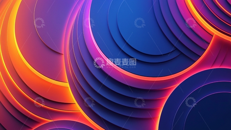 高清大图下载【趣麦麦图】渐变色圆形堆叠背景