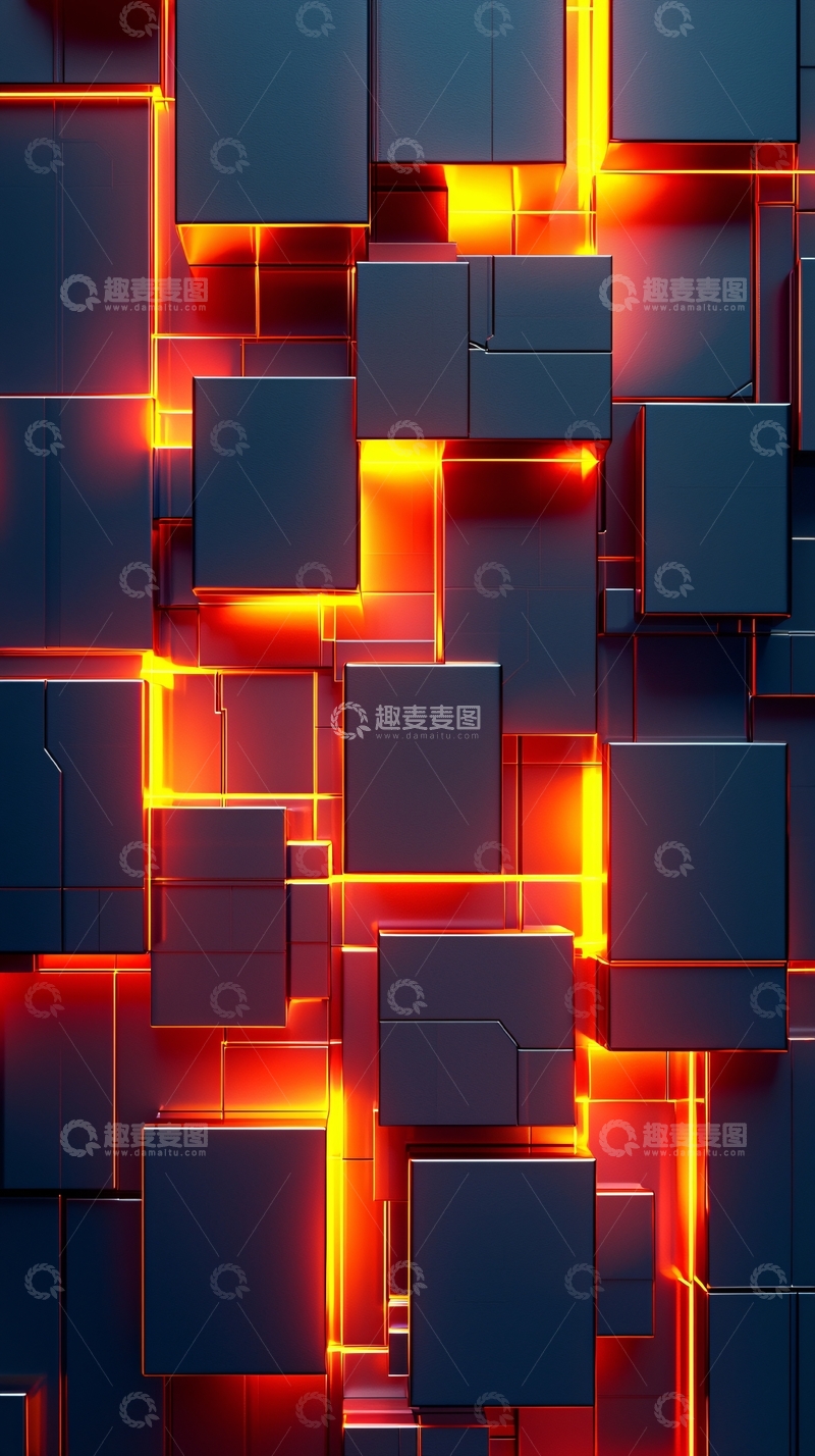 高清大图下载【趣麦麦图】科技感立方体背景