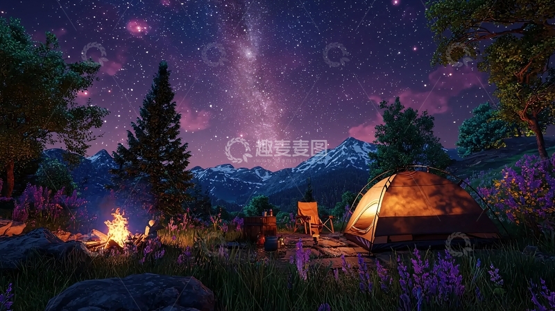 高清大图下载【趣麦麦图】星空下的营地