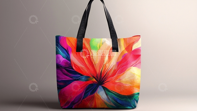 高清大图下载【趣麦麦图】彩色花朵图案购物袋
