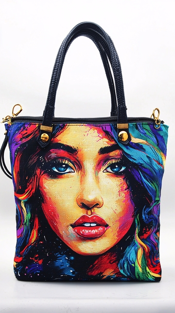 彩色女郎图案手提包
