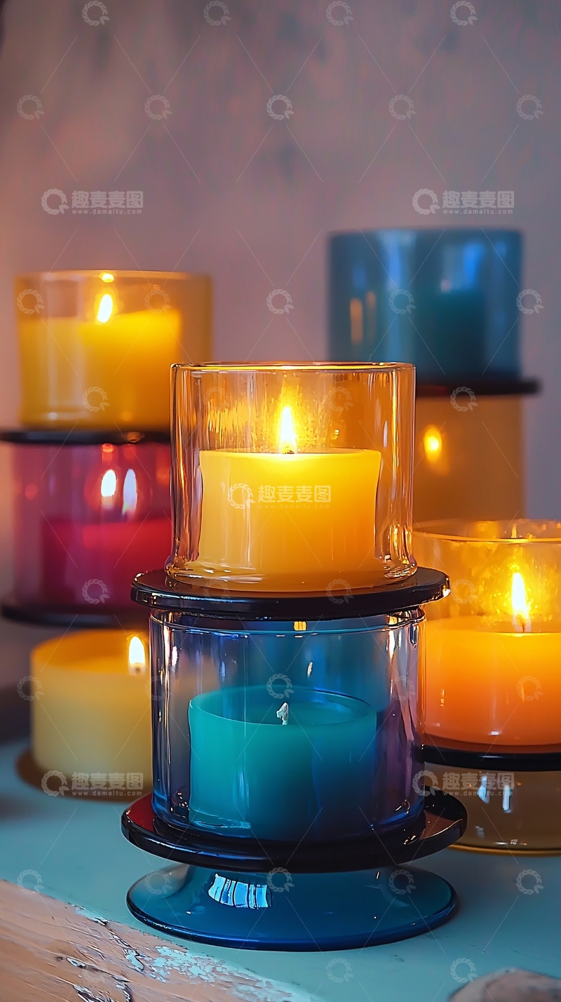 高清大图下载【趣麦麦图】彩色玻璃蜡烛