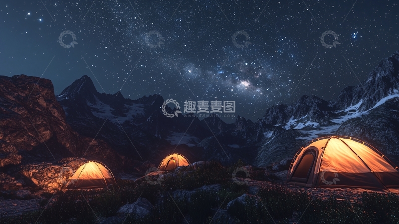高清大图下载【趣麦麦图】星空下帐篷