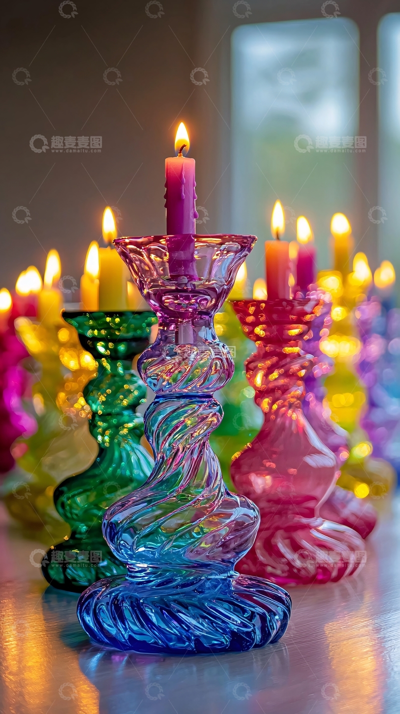 高清大图下载【趣麦麦图】彩色玻璃烛台