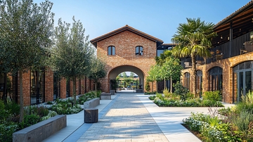 红砖建筑庭院景观