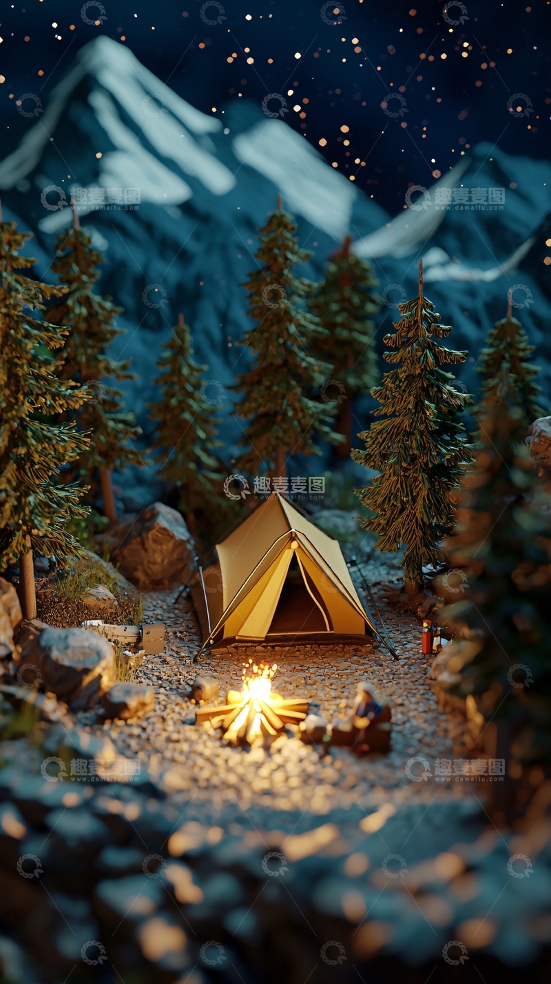 高清大图下载【趣麦麦图】星空下的营地