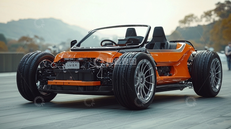 高清大图下载【趣麦麦图】橘色三轮敞篷跑车