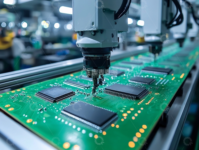 高清大图下载【趣麦麦图】电路板上机械手臂焊接