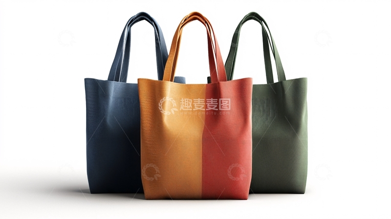 高清大图下载【趣麦麦图】三种颜色环保购物袋