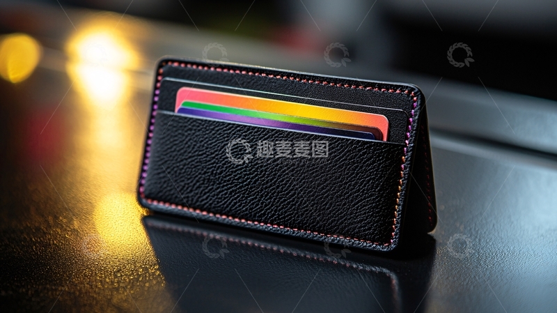 高清大图下载【趣麦麦图】黑色皮质卡片收纳包
