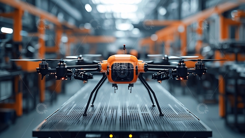 高清大图下载【趣麦麦图】工厂里的橙色无人机