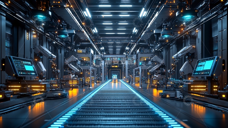 高清大图下载【趣麦麦图】未来工厂内部流水线