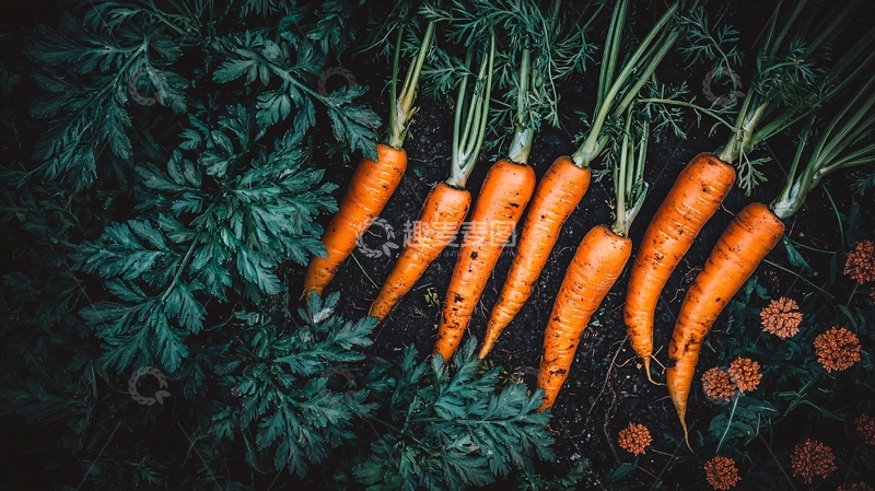 高清大图下载【趣麦麦图】新鲜采摘的胡萝卜