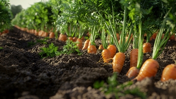 田地里新鲜的胡萝卜