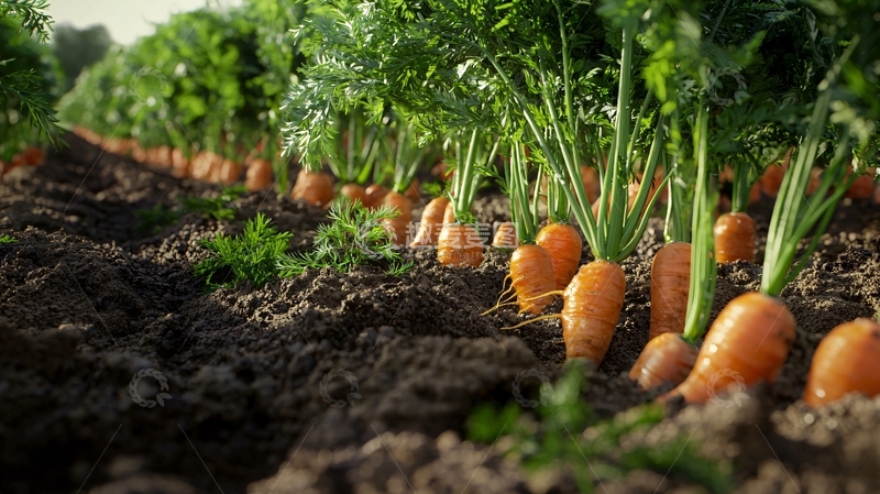 高清大图下载【趣麦麦图】田地里新鲜的胡萝卜